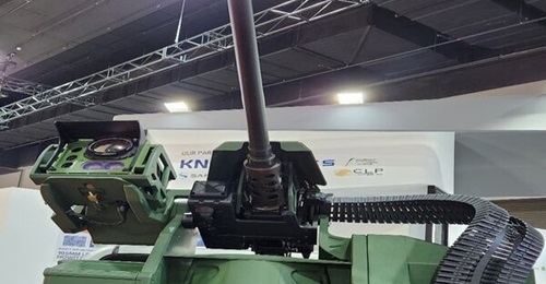 A mock-up of the advanced weapon station on display at DSA 2024.