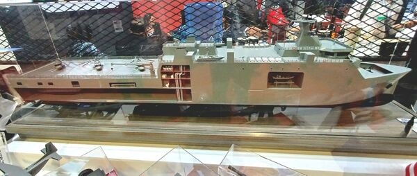 PT PAL Multi-Role Support Ship model on display at DSA 2024.
