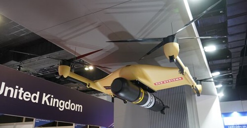 The T-650 - pictured above from the DSA 2024 exhibition - is an electrically powered heavy-lift UAS capable of lifting 300 kg out to a range of 30 km (or a radius of 15 km) at 140 km/h.