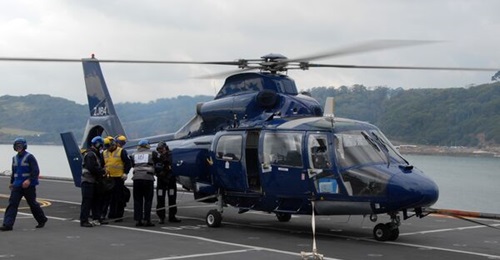 A FOST Airbus AS365N2 Dauphin operated by British International Helicopters under the FHSU requirement. The MoD has put the tender out to requirement, hoping to secure a new service starting from 1 April 2026.