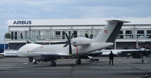 A mock-up of the Eurodrone seen at the Paris Airshow in 2023. The project has now passed its preliminary design review, paving the way for its critical design review later in the year.