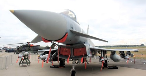 A Luftwaffe Eurofighter seen at ILA 2024 in Berlin. To mark the event, the consortium announced that NETMA had signed off on the system definition phase of the latest P4E upgrade for the jet.