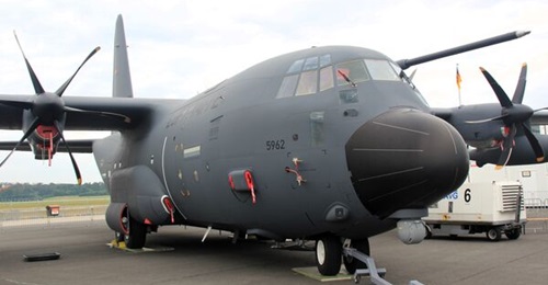 A Luftwaffe KC-130J at ILA 2024 in Berlin. Lockheed Martin is seeing an accelerated and expanded interest in the Hercules, given the surge in Ukraine resupply operations over the last two years.