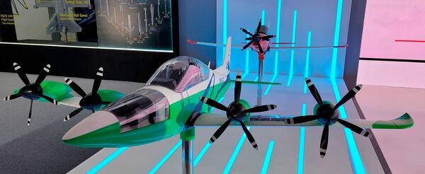 At the ADEX 2021 defence exhibition at Seoul Airport KAI displayed a concept model of a next-generation, electrically powered basic training aircraft (front), as well as a model of what appears to be a further development of the company's KT-1 basic tr...