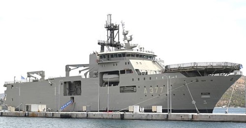 (A 377), a former seismic vessel that was converted into a multi-purpose naval vessel, was commissioned into service by the Hellenic Navy on 11 June.