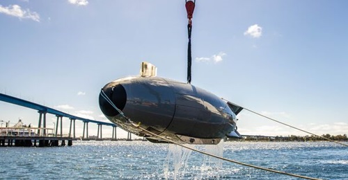 An Anduril Dive-LD AUV during the US Pacific Fleet's Integrated Battle Problem (IBP) 24.1 in March 2024. Anduril is expanding production of the Dive-LD to more than 200 units annually to meet growing demand.