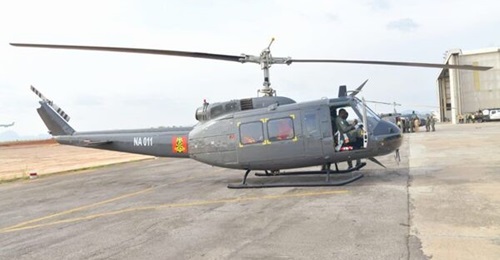 Nigerian Army Aviation's UH-1H helicopters at Nnamdi Azikiwe International Airport.