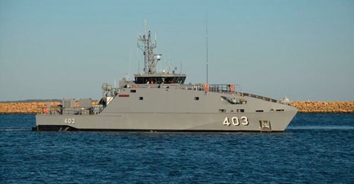 The third of four Guardian-class patrol boats for Papua New Guinea seen here in Henderson, Western Australia. Austal has received a contract for two more vessels from the Australian government under the programme.