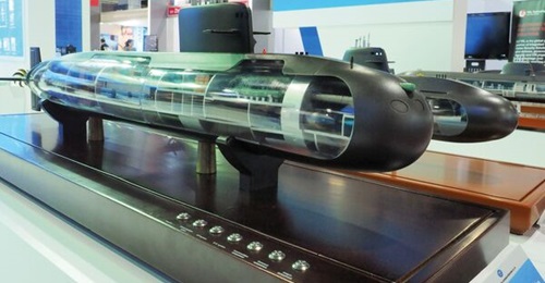A model of the S26T submarine, which was originally ordered for the Royal Thai Navy.
