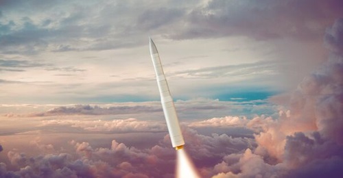 An artist's portrayal of the Northrop Grumman LGM-35A Sentinel ICBM.