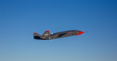 MQ-28A Ghost Bat in flight. The Ghost Bat is a collaborative programme between Australia and Boeing.