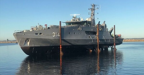 Australia's first 'evolved' Cape-class patrol boat seen after its launch.