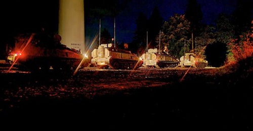 Vehicles of the British Army's Royal Lancers divisional reconnaissance regiment deployed from the UK to Germany for Exercise 'Somme Lancer', which took place in the first half of October.