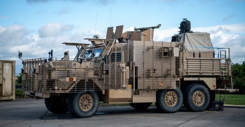 Raytheon's HELWS has been integrated into and test-fired for the first time from a British Army vehicle, the Wolfhound.