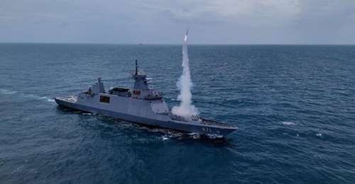 HTMS 
        
        , seen here firing an ESSM round during an exercise on 25 July 2024.