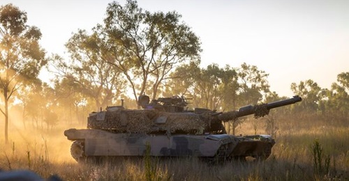 An Australian Army M1A1 Abrams MBT takes part in Exercise 'Brolga Sprint 24' at Townsville Field Training Area, Queensland, in June 2024.