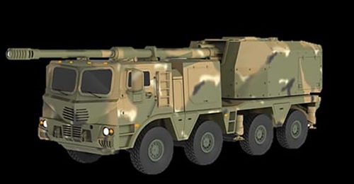 A concept image of a Hanwha Aerospace K9 self-propelled howitzer on a wheeled chassis. A concept model of the system was seen on 23 July 2024 at the Defense Quality Comprehensive Academic Conference in Changwon, South Korea.