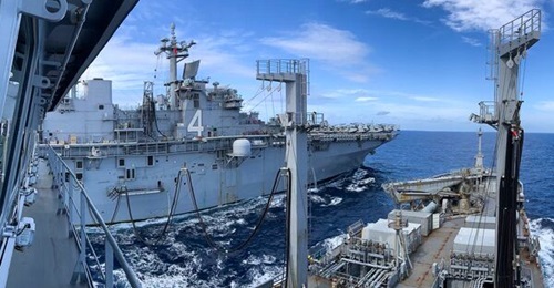 HMNZS 
        
         seen here refuelling USS 
        
         after a US tanker suddenly became unavailable.