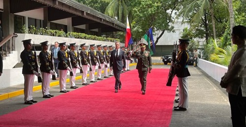 US Secretary of State Antony Blinken arrives at the General Headquarters of the Armed Forces of the Philippines at Camp Aguinaldo, Manila, for the Philippines-United States 2 2 Ministerial Dialogue on 30 July 2024.