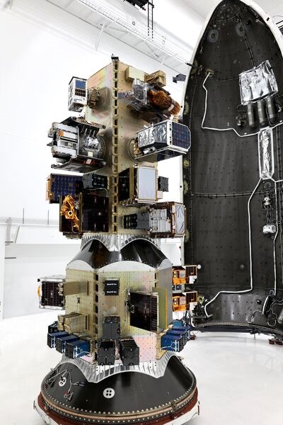 UK Space Command's first satellite Tyche was launched on 16 August onboard the Transporter-11 Rideshare mission. Pictured are the various satellites launched on the mission, including the box-shaped Tyche seen on the far left near the bottom.