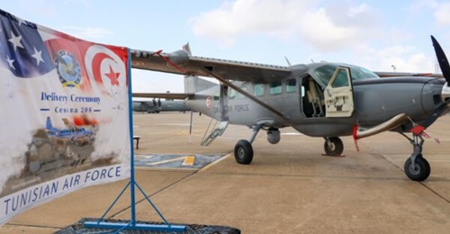 One of four new Textron 208 Grand Caravan EX aircraft to be used by Tunisia for intelligence, surveillance, and reconnaissance (ISR) missions over North Africa.