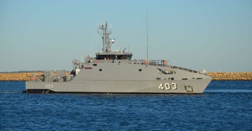 Australia handed over 
        
        , the third of four Guardian-class patrol boats built for the PNGDF under Canberra's Sea 3036 project, in a ceremony held on 22 October at Austal's facilities in Henderson, Western Australia.