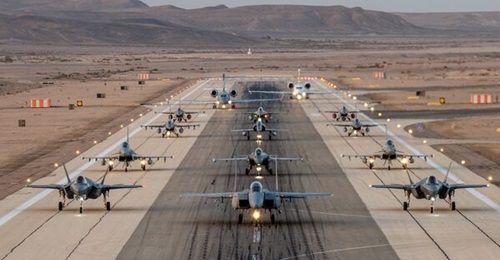 Aircraft from various air forces at Uvda Air Force Base north of Eilat for Exercise 'Blue Flag 21'.
