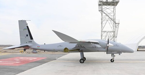 The Bayraktar Akinci that Azerbaijan unveiled on 9 February.
