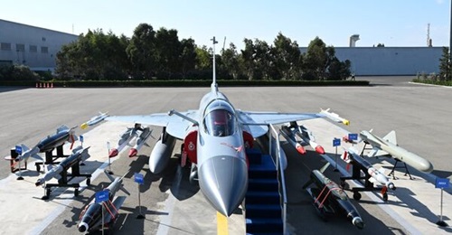 A JF-17C Block III fighter that was displayed for Azerbaijani President Ilham Aliyev at Baku's Heydar Aliyev International Airport on 25 September 2024.