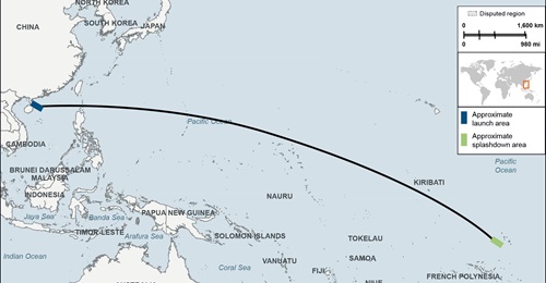 Estimated flightpath of China's ICBM on 25 September 2024.