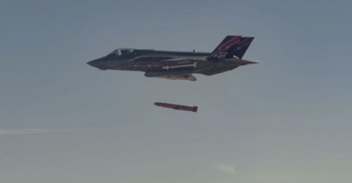 A Joint Strike Missile (JSM) being released from the F-35A AF-01 instrumented test platform over Edwards Air Force Base, California. Series production of JSM for the Royal Norwegian Air Force commenced on 21 October, with the signing of an approximatel...