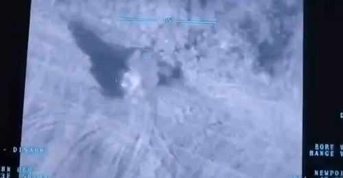 Screengrab of footage posted by the Ukrainian general staff showing the moment a Ukrainian Bayraktar TB2 armed UAV struck a separatist D-30 122 mm howitzer in Donbass on 26 October.