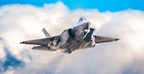 One of Poland's first two of 32 F-35A combat aircraft departs Ebbing Air National Guard Base in the US for one of the Polish Air Force's first pilot training sorties.