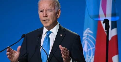 US President Joe Biden addresses the COP26 climate change conference on 2 November 2021 in Glasgow, Scotland. In addition to appointing a dedicated climate change adviser, Biden has called on the intelligence community to work on the issue.