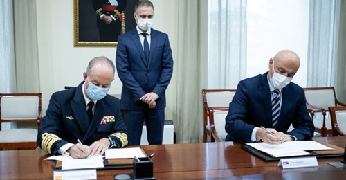 Serbian Assistant Minister of Defence for Material Resources Nenad Miloradovic (right) and Spanish National Armaments Director Adm Santiago Ramon Gonzalez Gomez (left) signed an LOI in Madrid on 4 November declaring the Serbian MoD's intent to procure ...