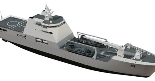 A computer-generated image of the Damen LST-100 design, which is being considered for development of the new class of US medium landing ships.