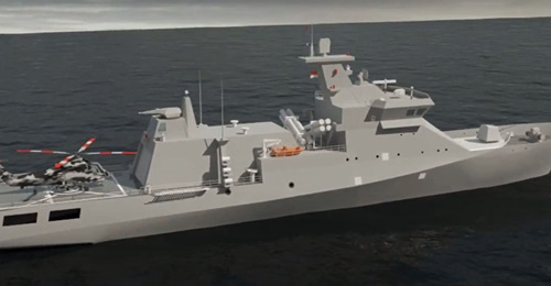 A computer-generated imagery of Indonesia's 90 m OPVs that are being built by PT Daya Radar Utama.