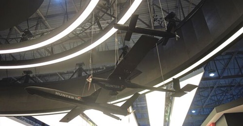 EDGE Halcon's series of UAVs with payloads at the Dubai Airshow 2021.