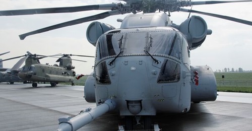 The King Stallion (foreground) and Chinook (background) appeared together at the last ILA Berlin Airshow in 2018. Both are competing Germany's STH heavy-lift helicopter requirement.