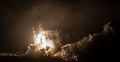 A Falcon 9 launches from Vandenberg Space Force Base in California, carrying the DART spacecraft on its terminal mission to the Didymos binary asteroid system.