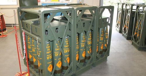 The DALO-Rheinmetall framework agreement covers the supply of ammunition including 155 mm artillery shells, seen here at a Rheinmetall facility in Unterlüss, Germany.