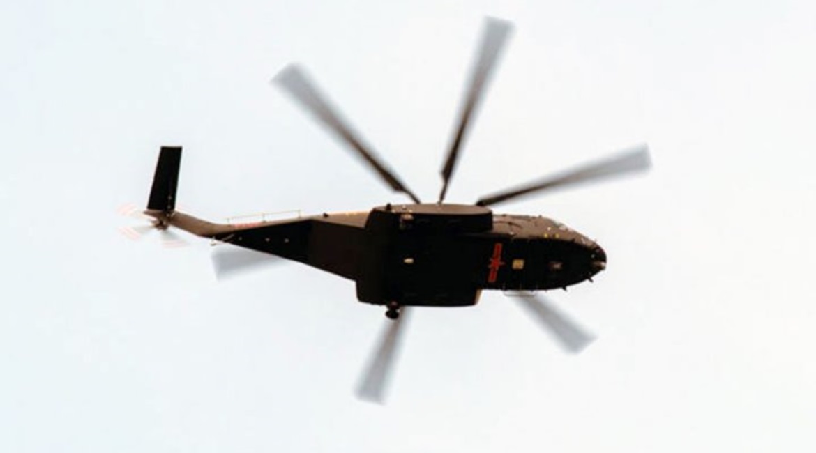 A photograph has emerged on online forums showing the underside of a variant of the Changhe Aircraft Industry Group Z-8G helicopter.