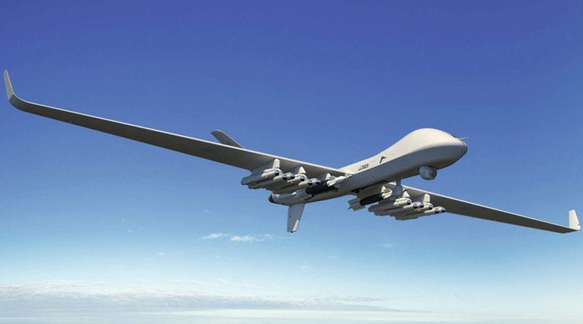 An artist's impression of the Protector RG1 in RAF service. Leonardo and GA-ASI are exploring several sensor and electronic support payloads for the air vehicle.