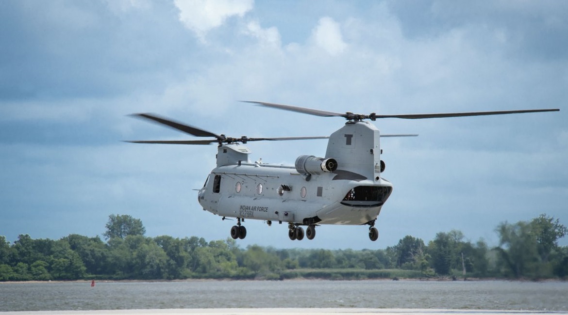 Seen during earlier pre-delivery trials, the first Chinook for India was handed over on 1 February.