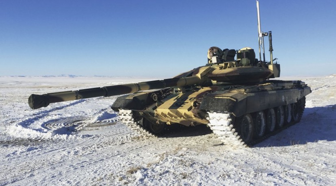 A Russian-designed T-72 MBT upgraded by Aselsan with a new gunner's sight, turret-mounted SARP, and a new FCS.