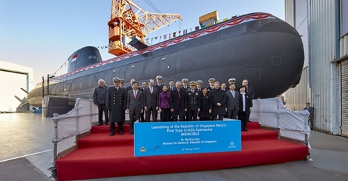 , the first of four Type 218SG submarines on order for the RSN, is seen here during a launch ceremony held in Kiel on 18 February.