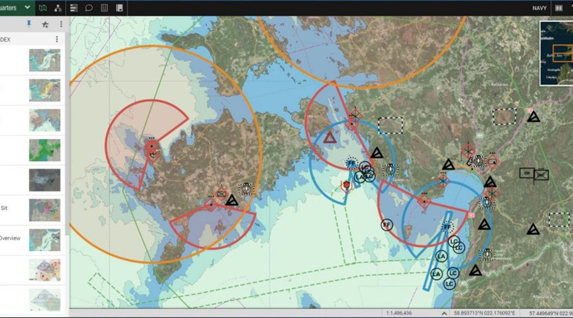 A screen shot of Systematic's Sitaware Maritime C2 software.