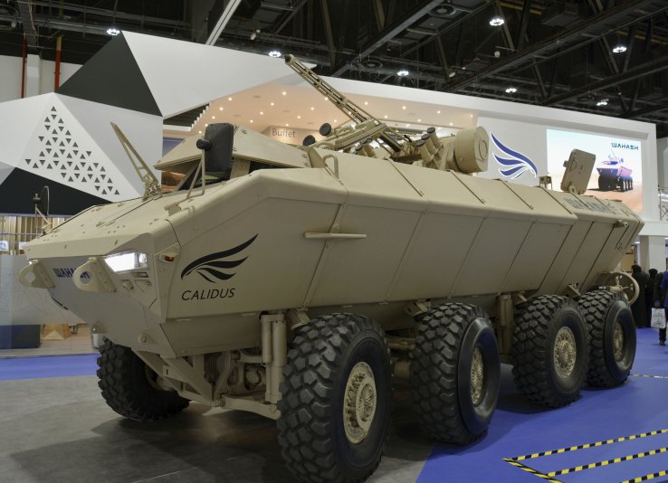 Calidus unveiled the Wahash 8x8 infantry fighting vehicle at the IDEX 2019 trade show in Abu Dhabi. (IHS Markit/Patrick Allen)