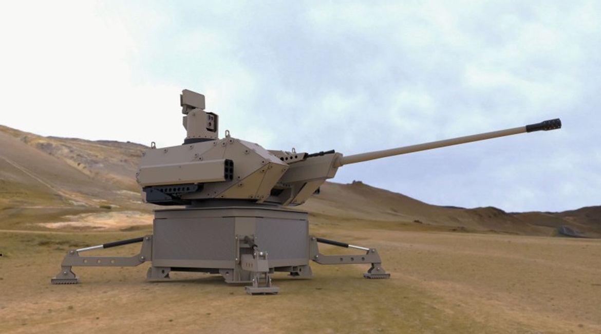 The 57 mm Desert Spider shown as it would be deployed to protect HVTs.