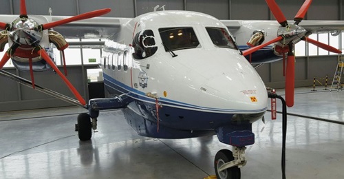 A PZL Mielec M28  light transport aircraft at the company's facility in southern Poland. Nepal is to receive two such aircraft by the end of the year.